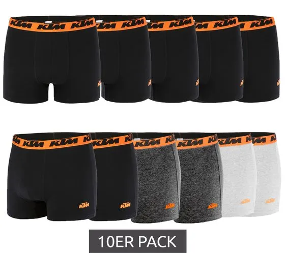 10-pack KTM men's boxer shorts Cotton boxer shorts Underwear with logo print KTM/MAR1BCX5A Black or multi-colored