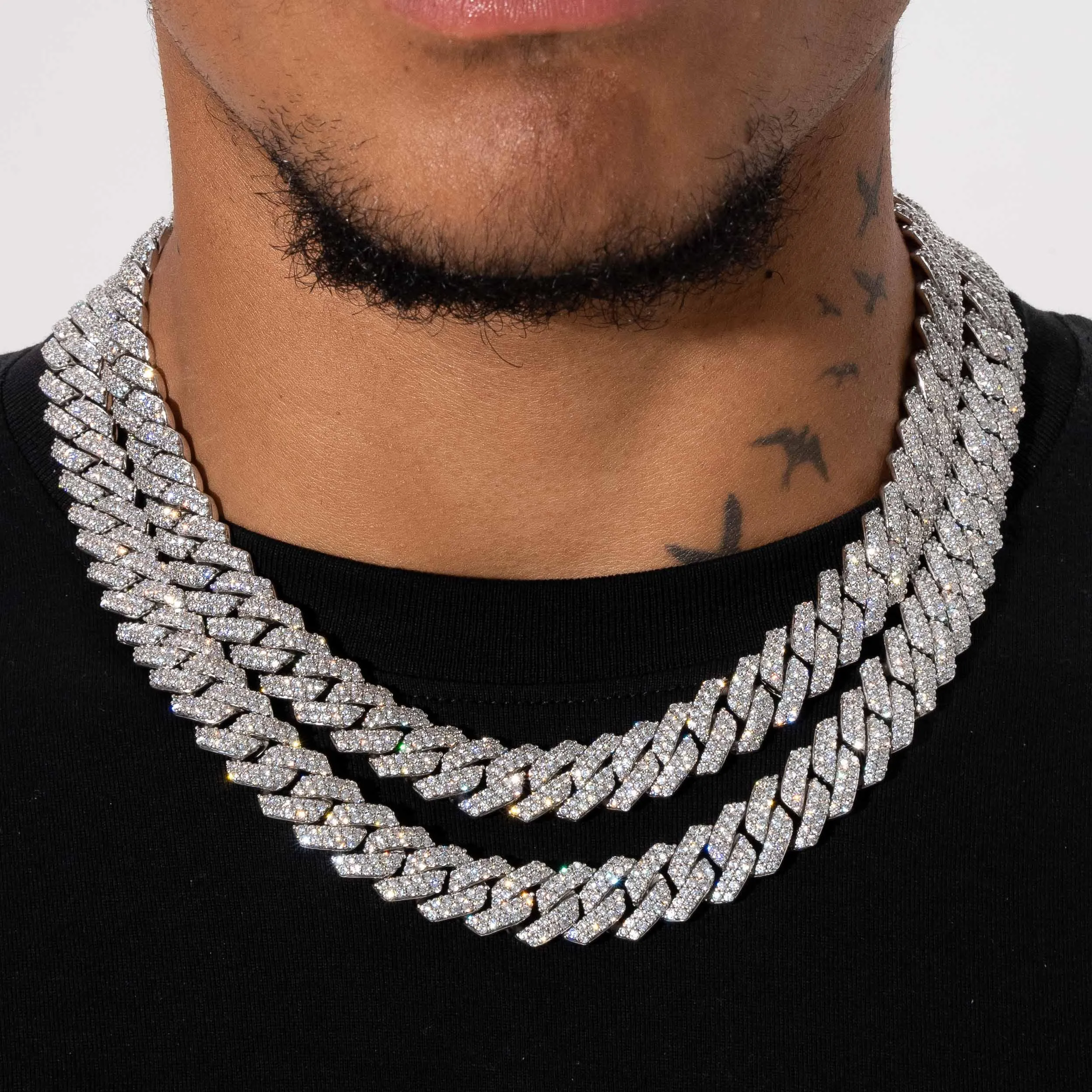 14mm Monaco Chain + Bracelet - White Gold