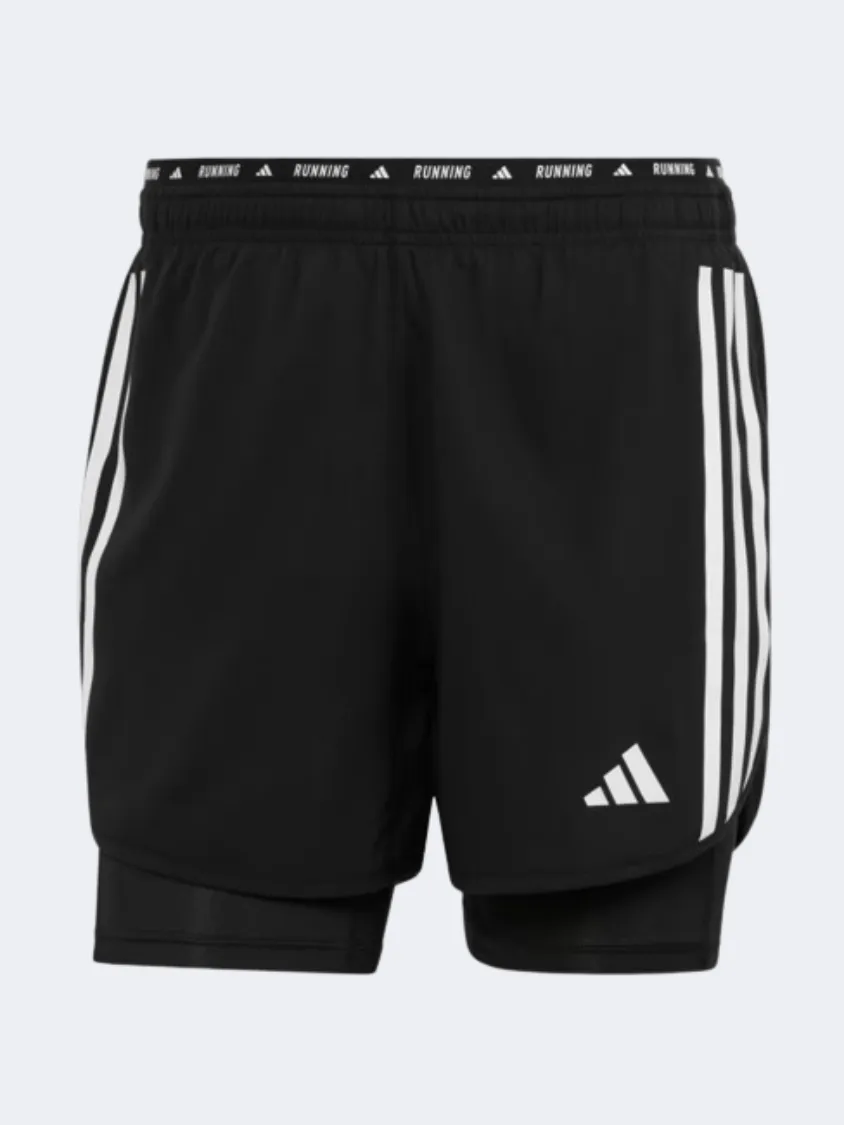 Adidas Own The Run 3S 2 In 1 Men Running Short Black/White