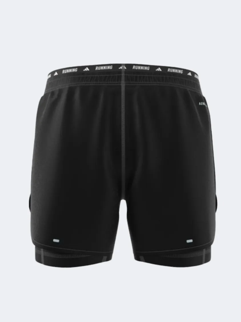 Adidas Own The Run 3S 2 In 1 Men Running Short Black/White