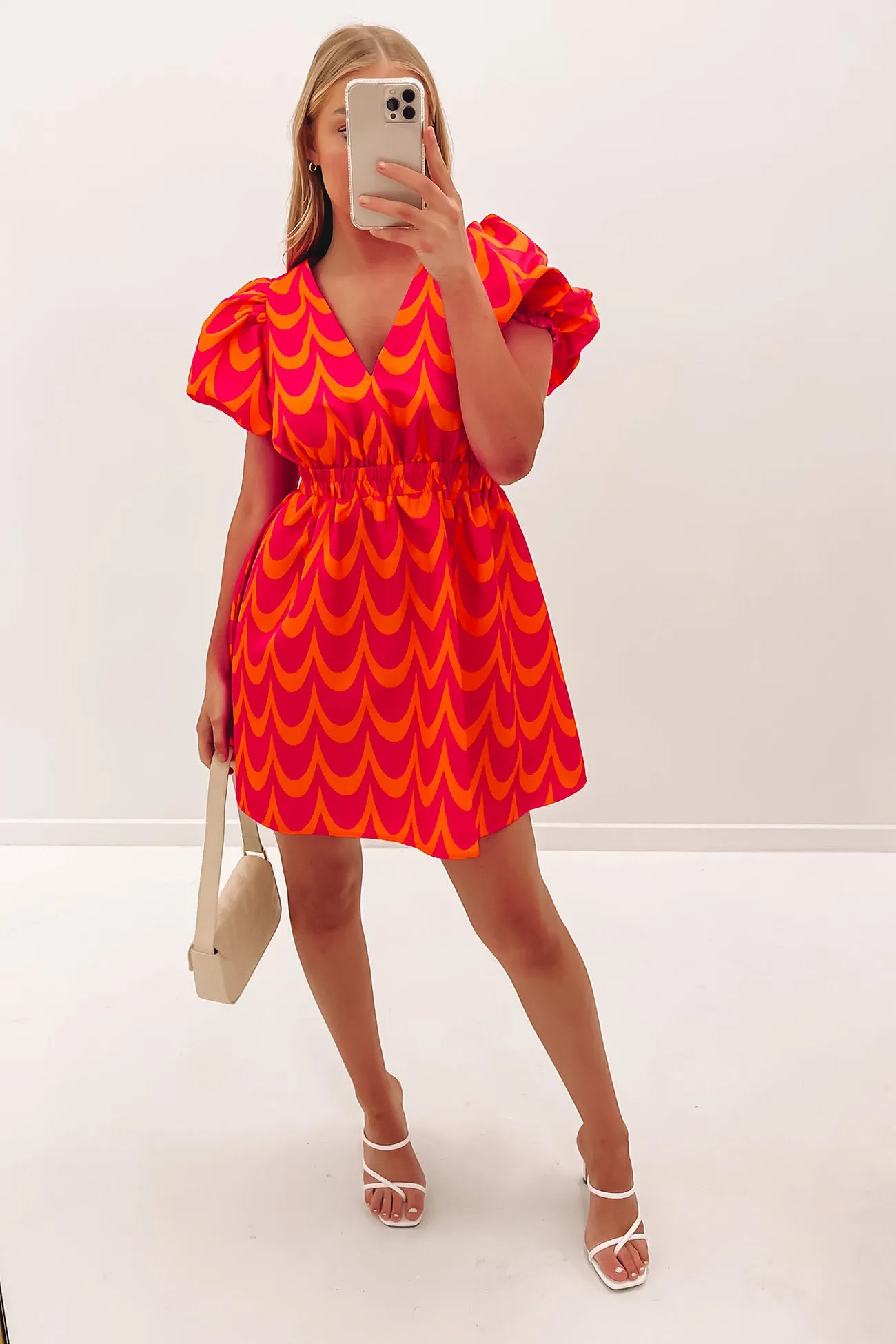 Athena Mini Dress Hot Pink Orange