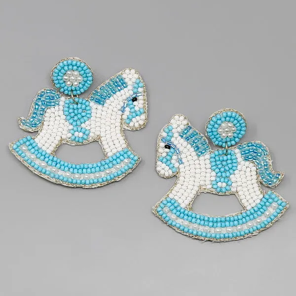 Baby Rocking Horse Seed Bead Earrings