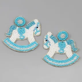 Baby Rocking Horse Seed Bead Earrings