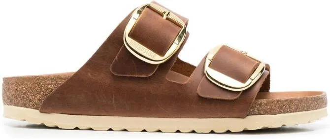 Birkenstock double-strap leather sandals Brown