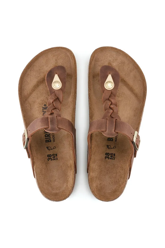 Birkenstock Gizeh Braid Regular Width in Cognac