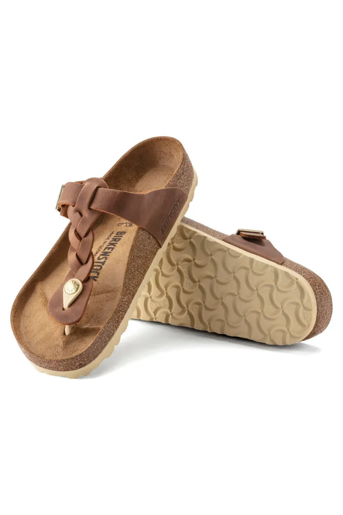 Birkenstock Gizeh Braid Regular Width in Cognac