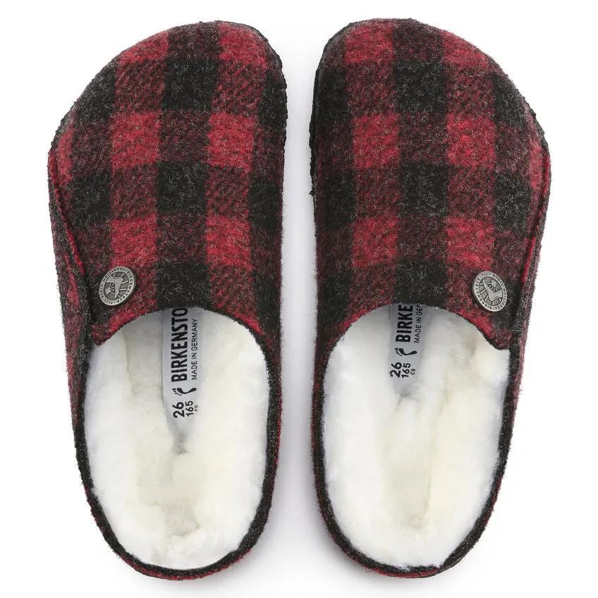 Birkenstock Kid's Zermatt Shearling in Plaid Red