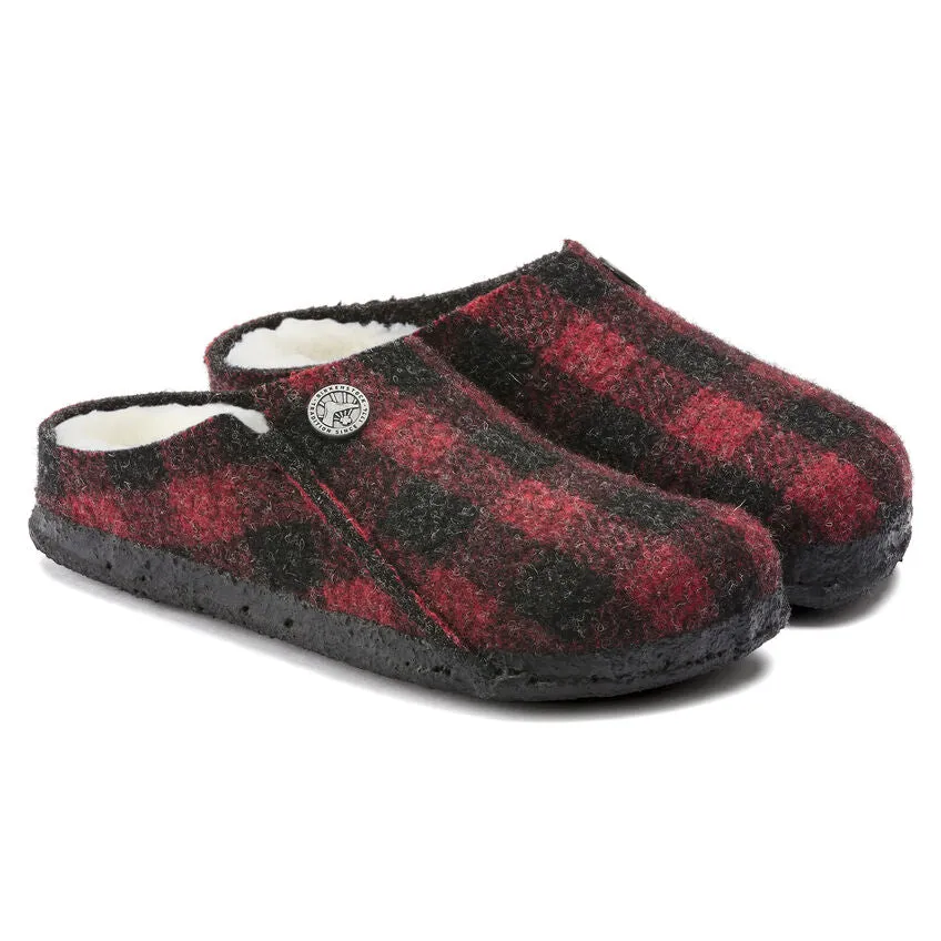 Birkenstock Kid's Zermatt Shearling in Plaid Red