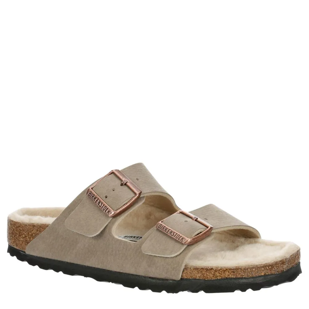 BIRKENSTOCK  WOMENS ARIZONA DESERT DUST SHEARLING FOOTBED SANDALL