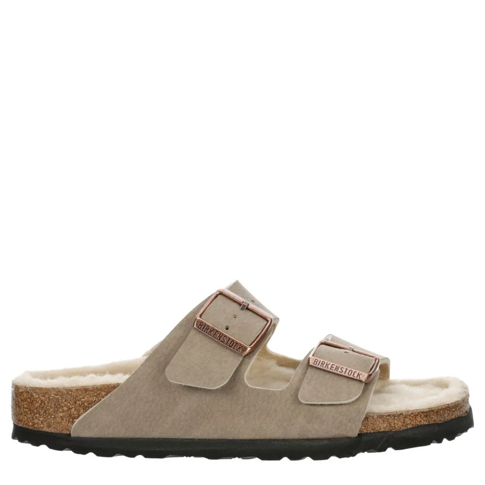 BIRKENSTOCK  WOMENS ARIZONA DESERT DUST SHEARLING FOOTBED SANDALL