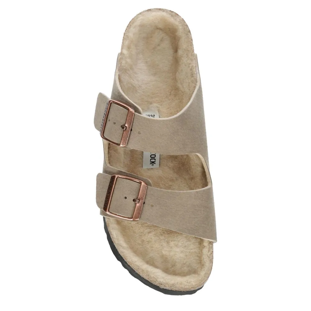 BIRKENSTOCK  WOMENS ARIZONA DESERT DUST SHEARLING FOOTBED SANDALL