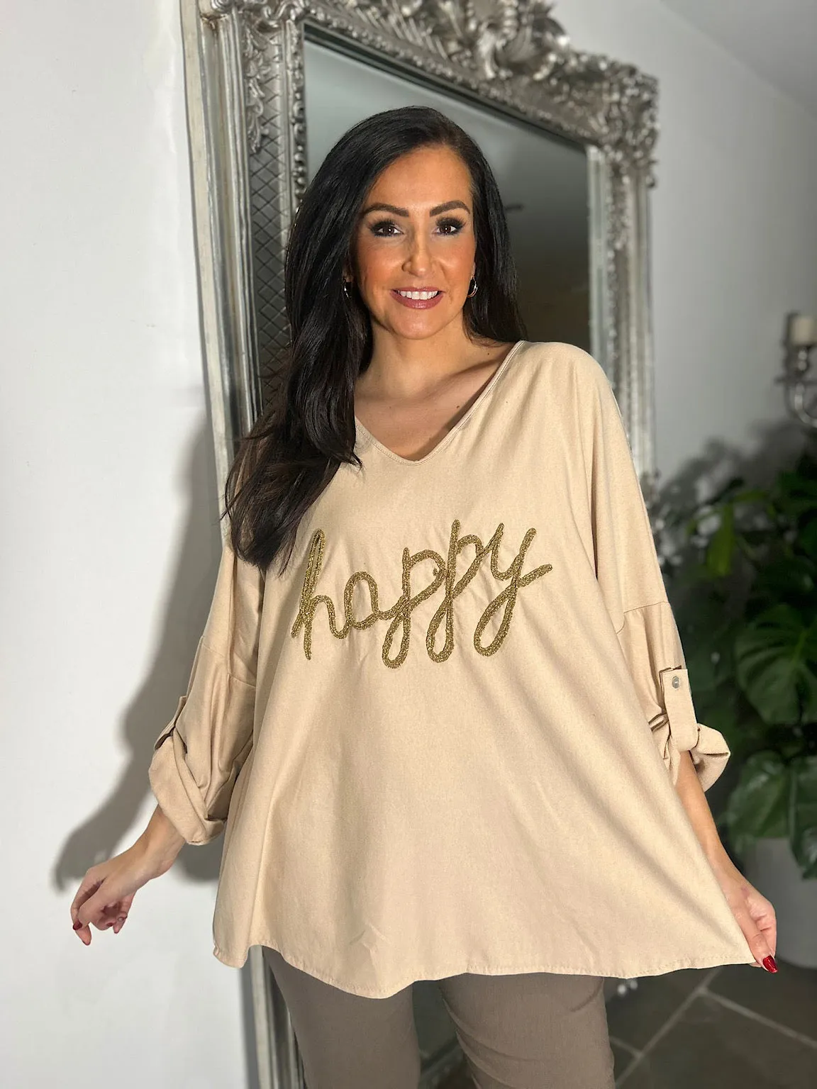 Biscuit Happy Slogan Sweatshirt Sam