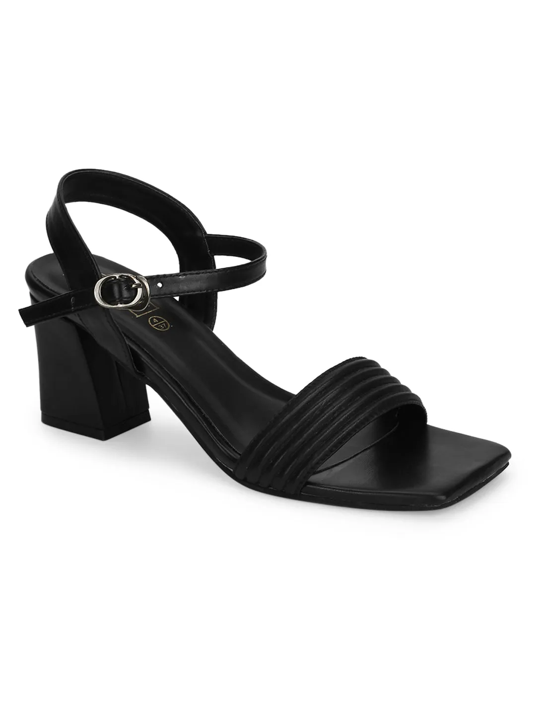 Black PU Strappy Block Sandals (TC-SLC-V111-BLK)