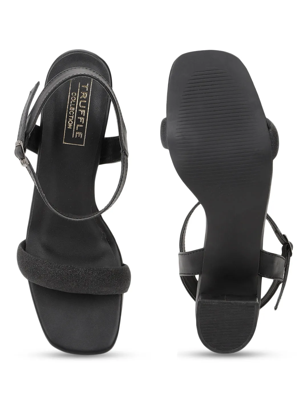 Black PU Strappy Block Sandals (TC-SLC-V240-BLK)