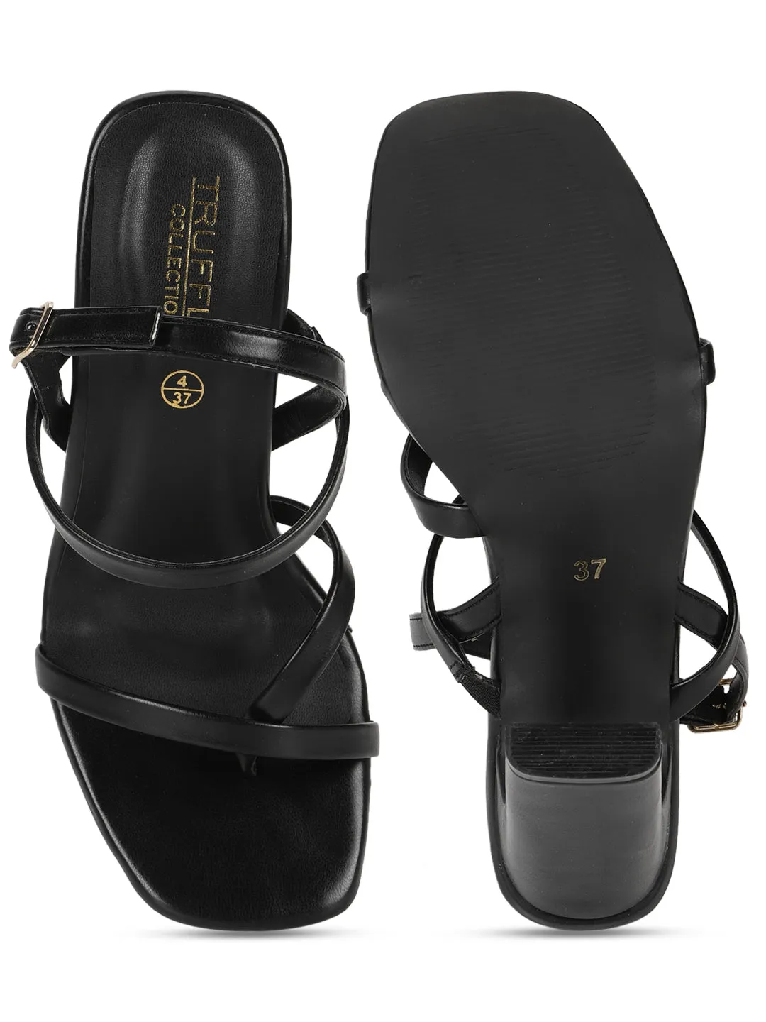 Black PU Strappy High Slim Block Sandals (TC-SLC-B-71-BLK)