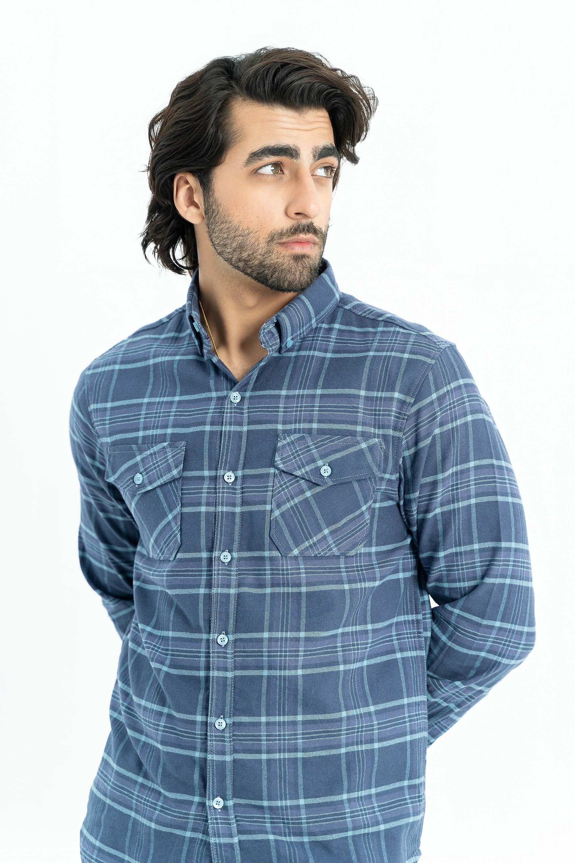 Blue Checkered Cotton Casual Shirt