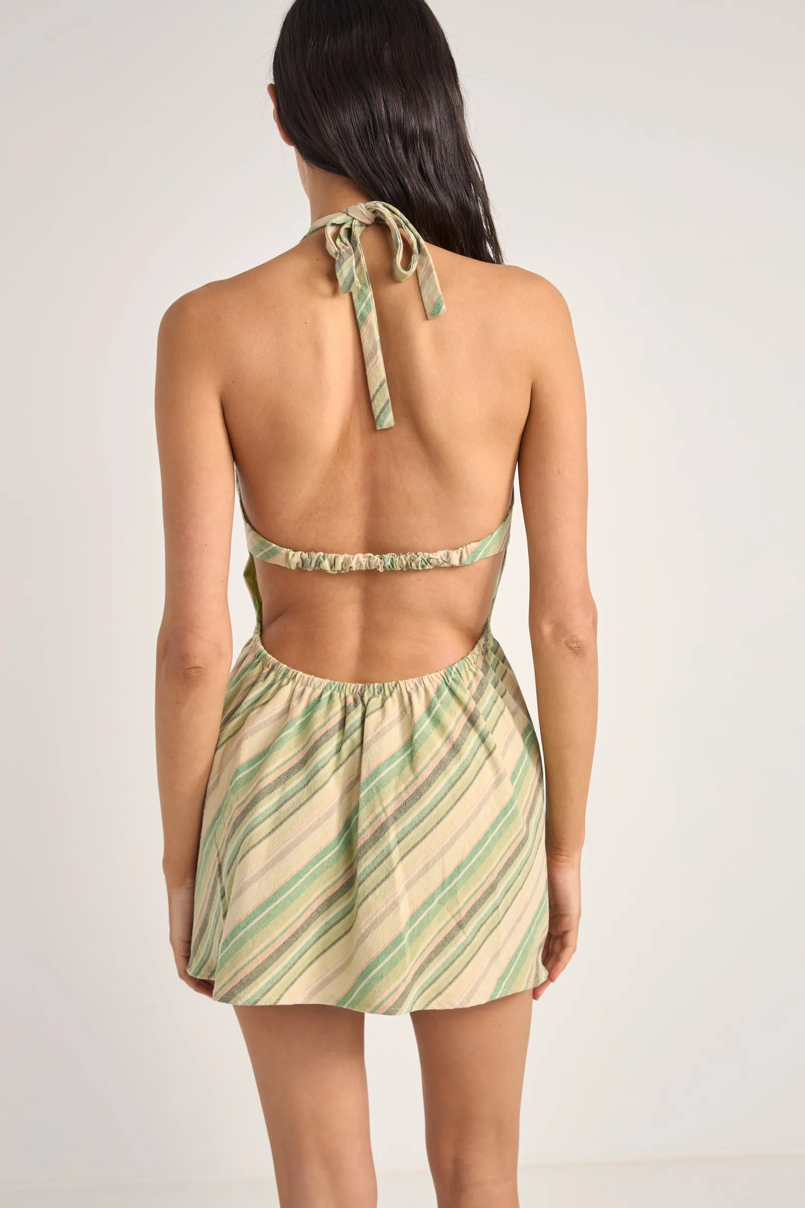 Brisa Halter Mini Dress Green