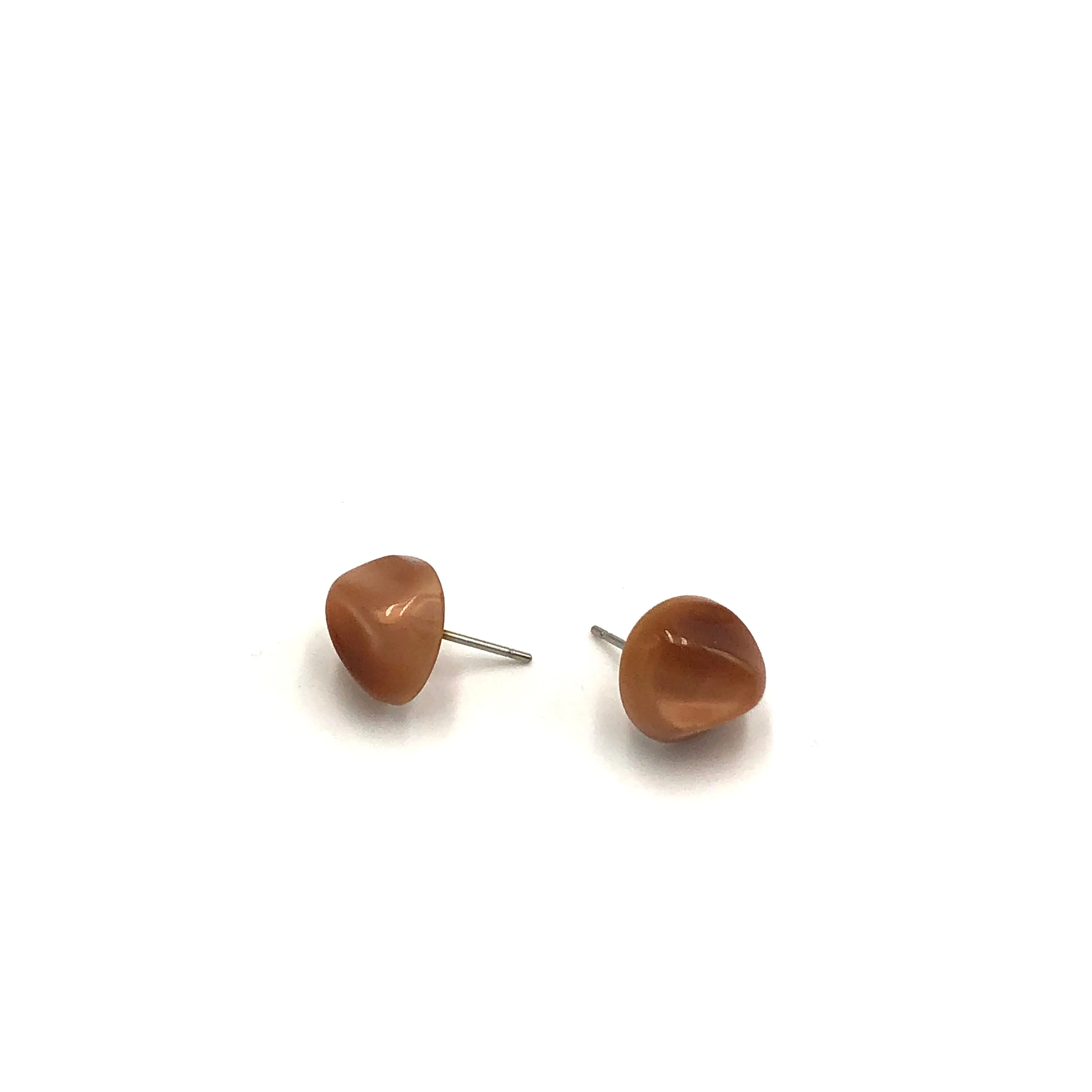 Butterscotch Nugget Moonglow Retro Button Stud Earrings