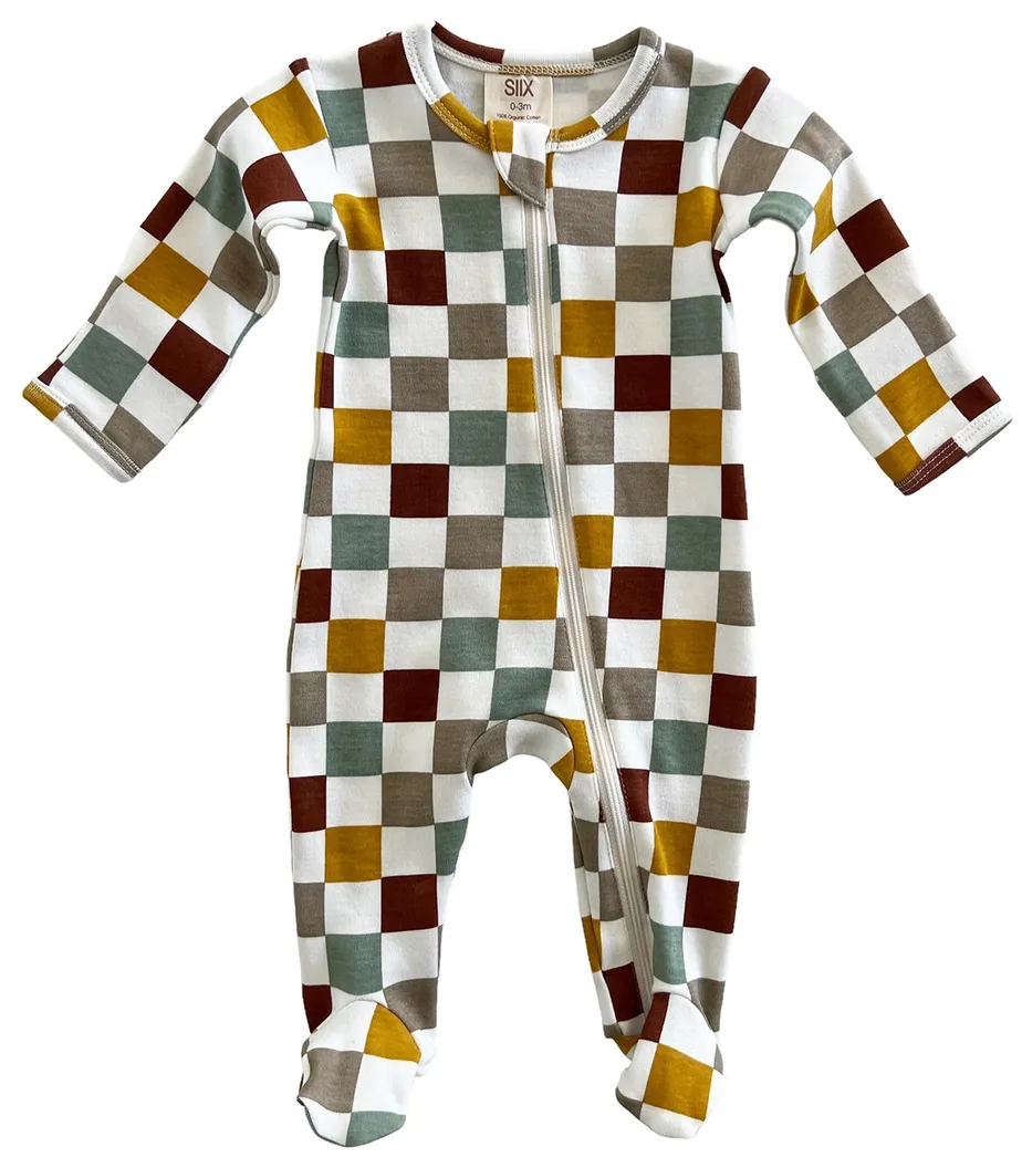 Cannoli Checkerboard / Organic Zip Footie