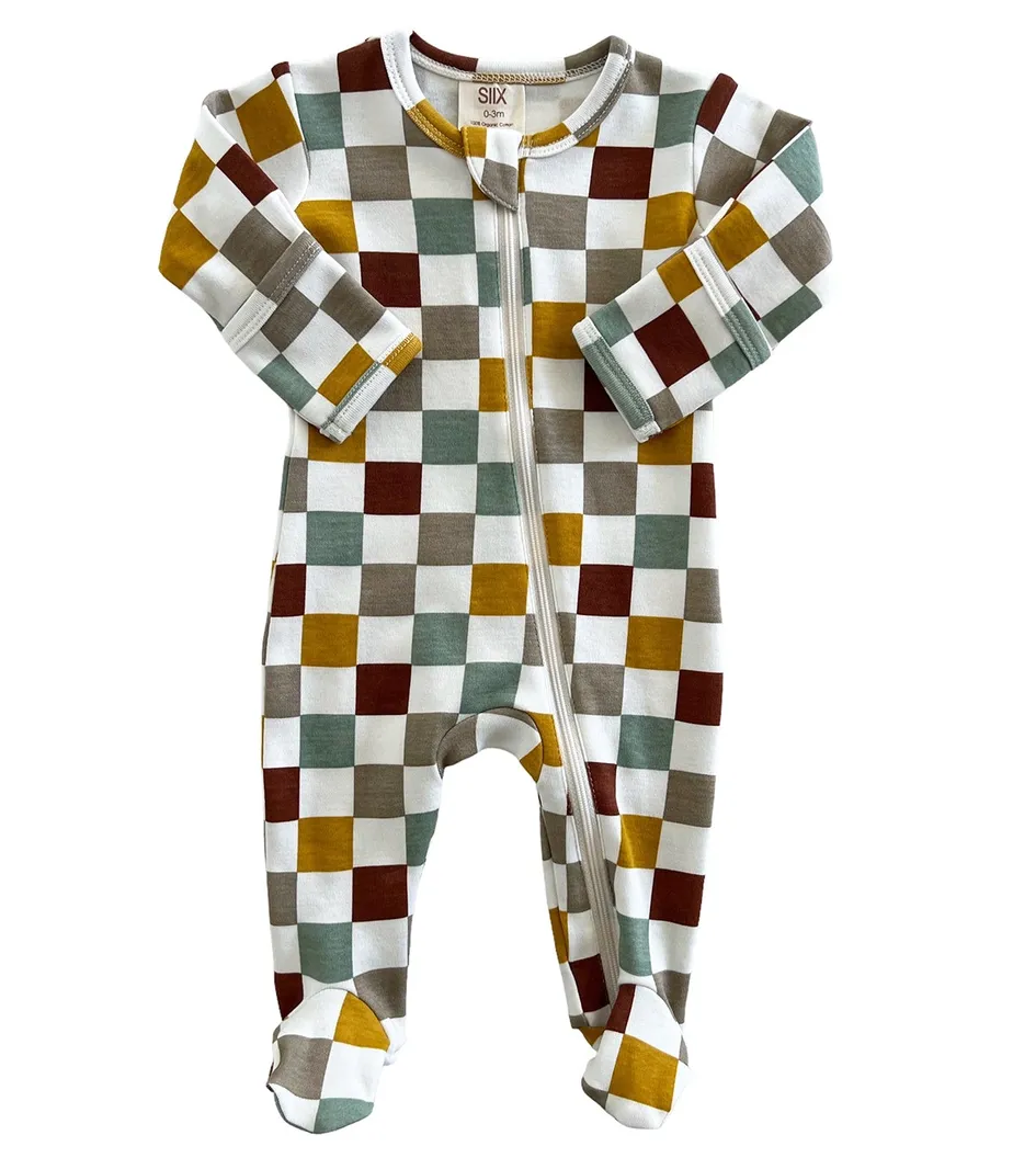 Cannoli Checkerboard / Organic Zip Footie