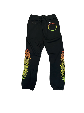 CHROME HEARTS MULTI COLOR HORSE SHOE FLORAL SWEATPANTS BLACK