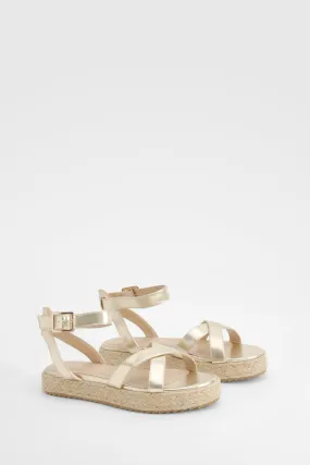 Cross Over Flatform Espadrille Sandals