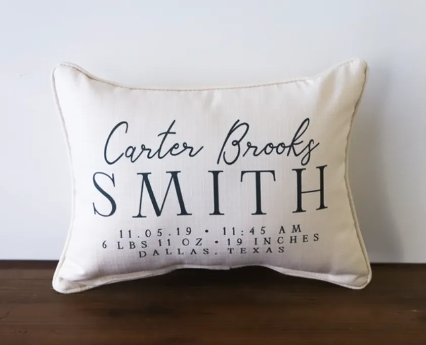 Custom Birth Announcement Pillow