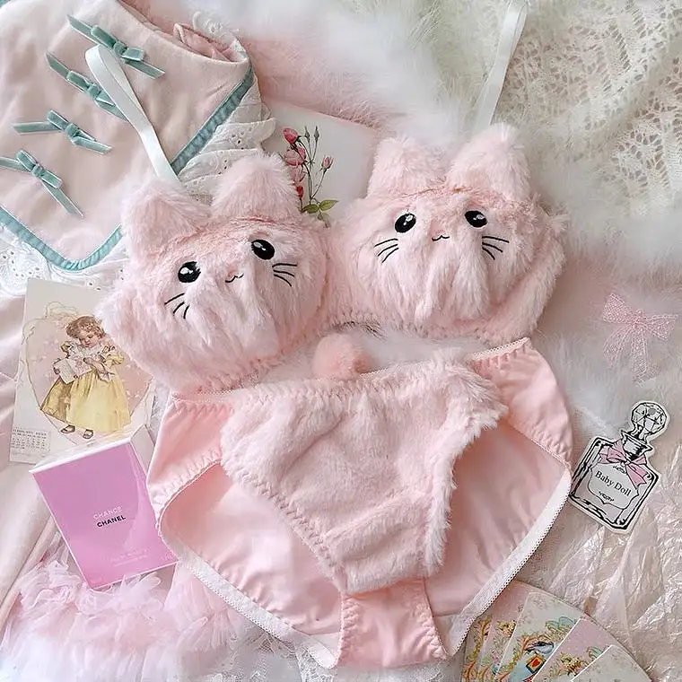 CUTE CAT PINK PLUSH UNDERWEAR BY70146