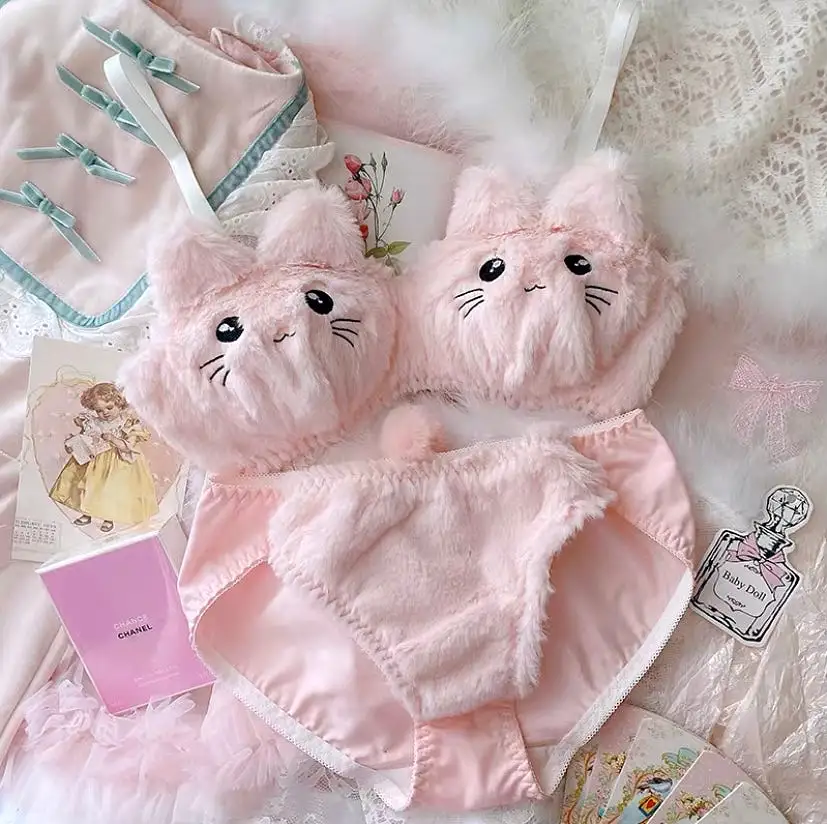 CUTE CAT PINK PLUSH UNDERWEAR BY70146