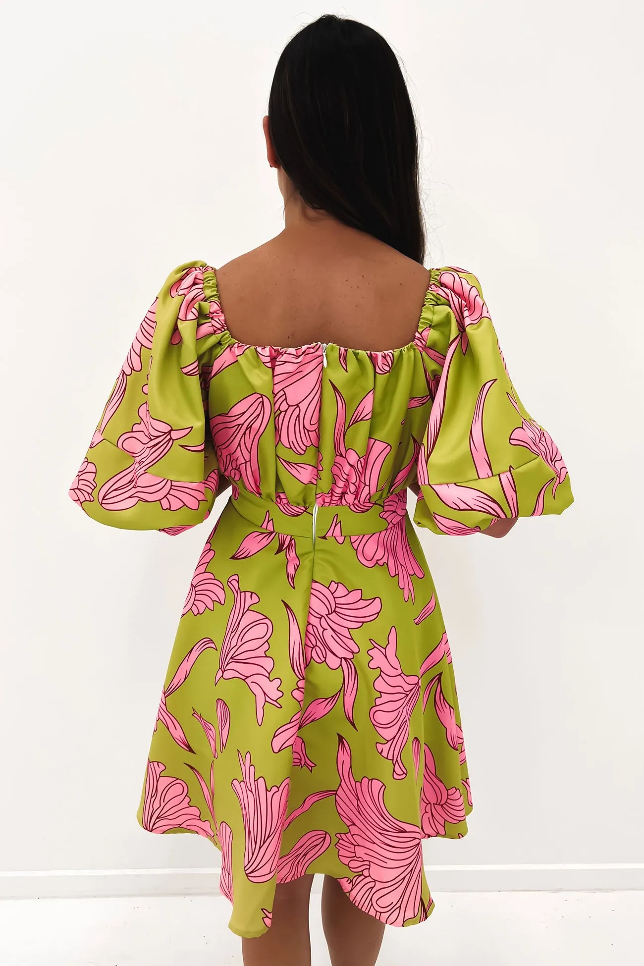 Daphne Mini Dress Green Pink