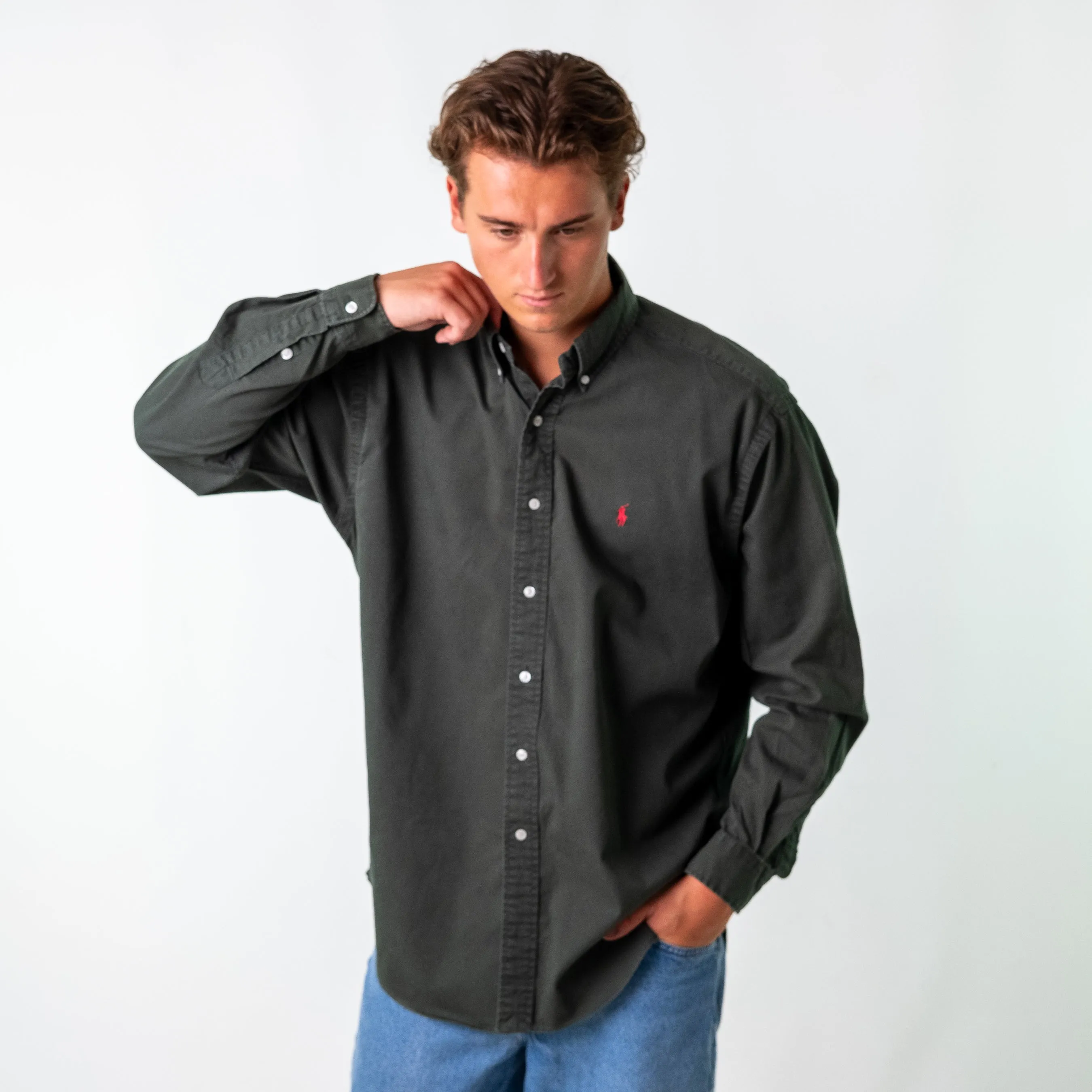 DARK GREEN 90S POLO RALPH LAUREN BLAKE LONGSLEEVE CASUAL SHIRT (