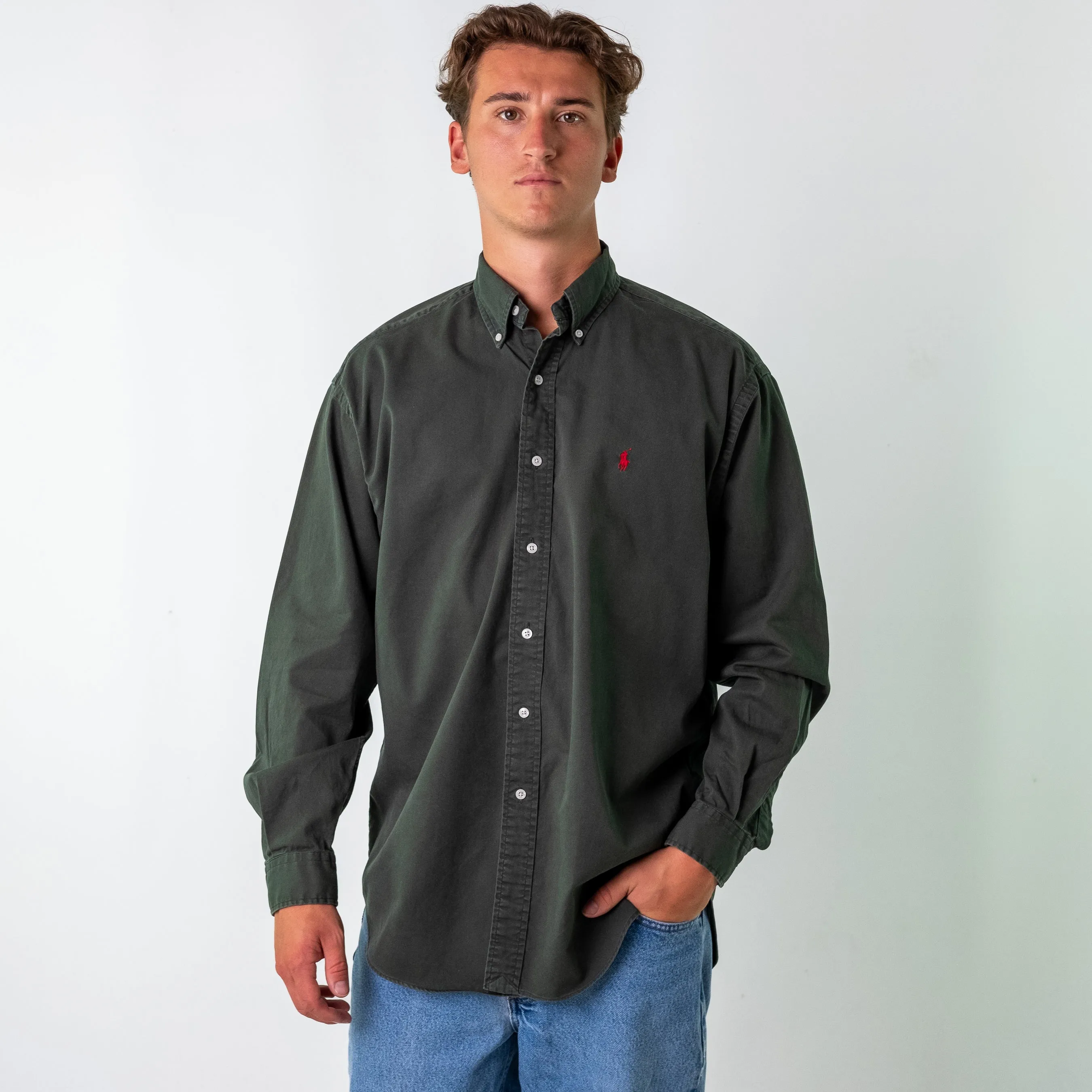 DARK GREEN 90S POLO RALPH LAUREN BLAKE LONGSLEEVE CASUAL SHIRT (