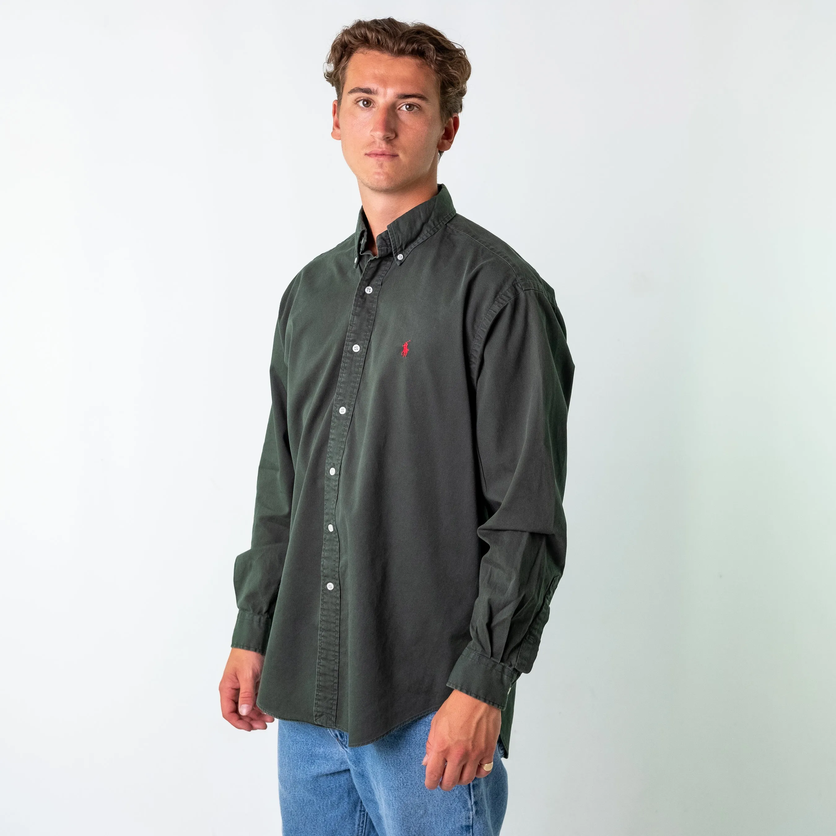 DARK GREEN 90S POLO RALPH LAUREN BLAKE LONGSLEEVE CASUAL SHIRT (