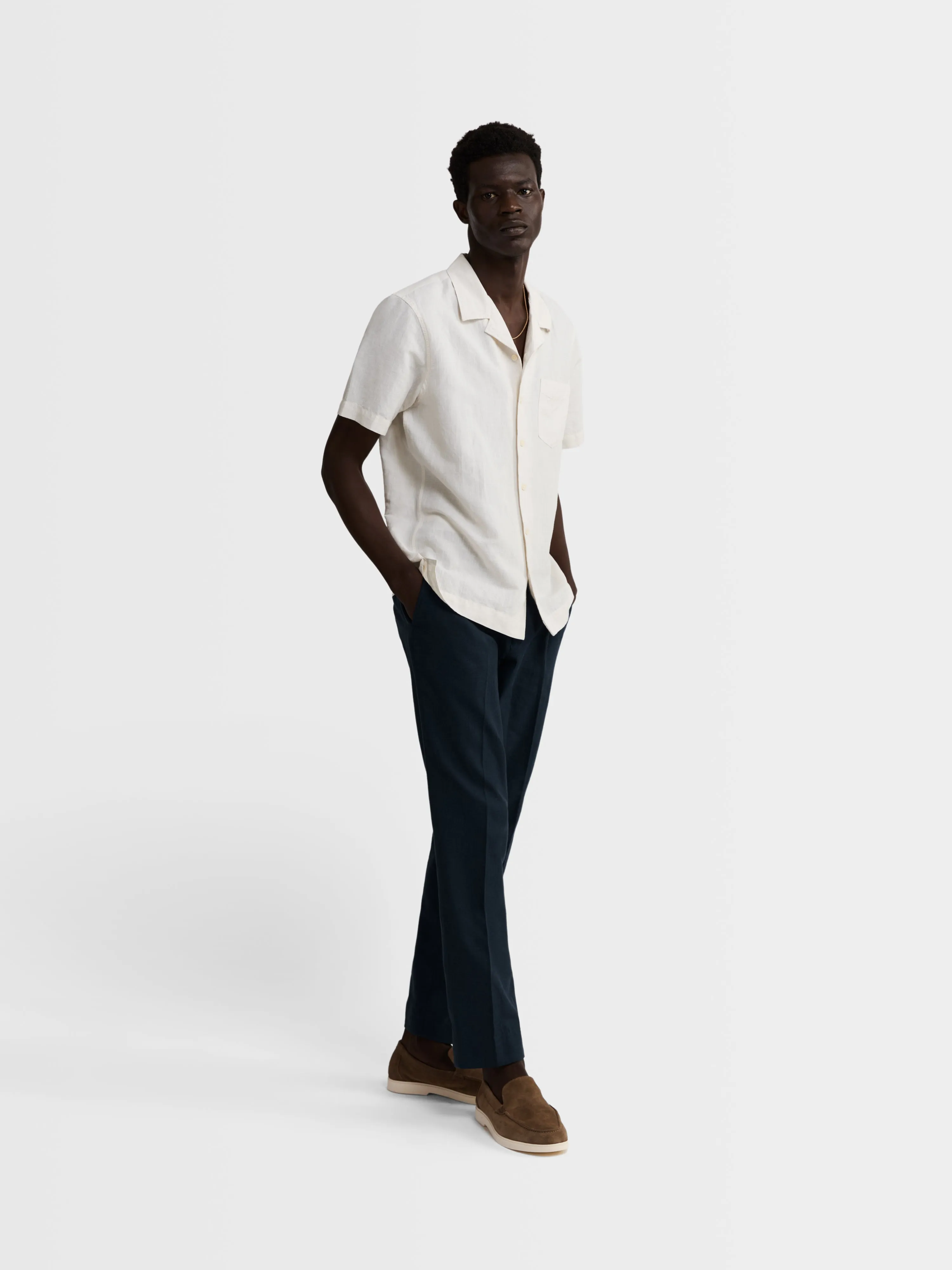 Ecru Linen Casual Shirt