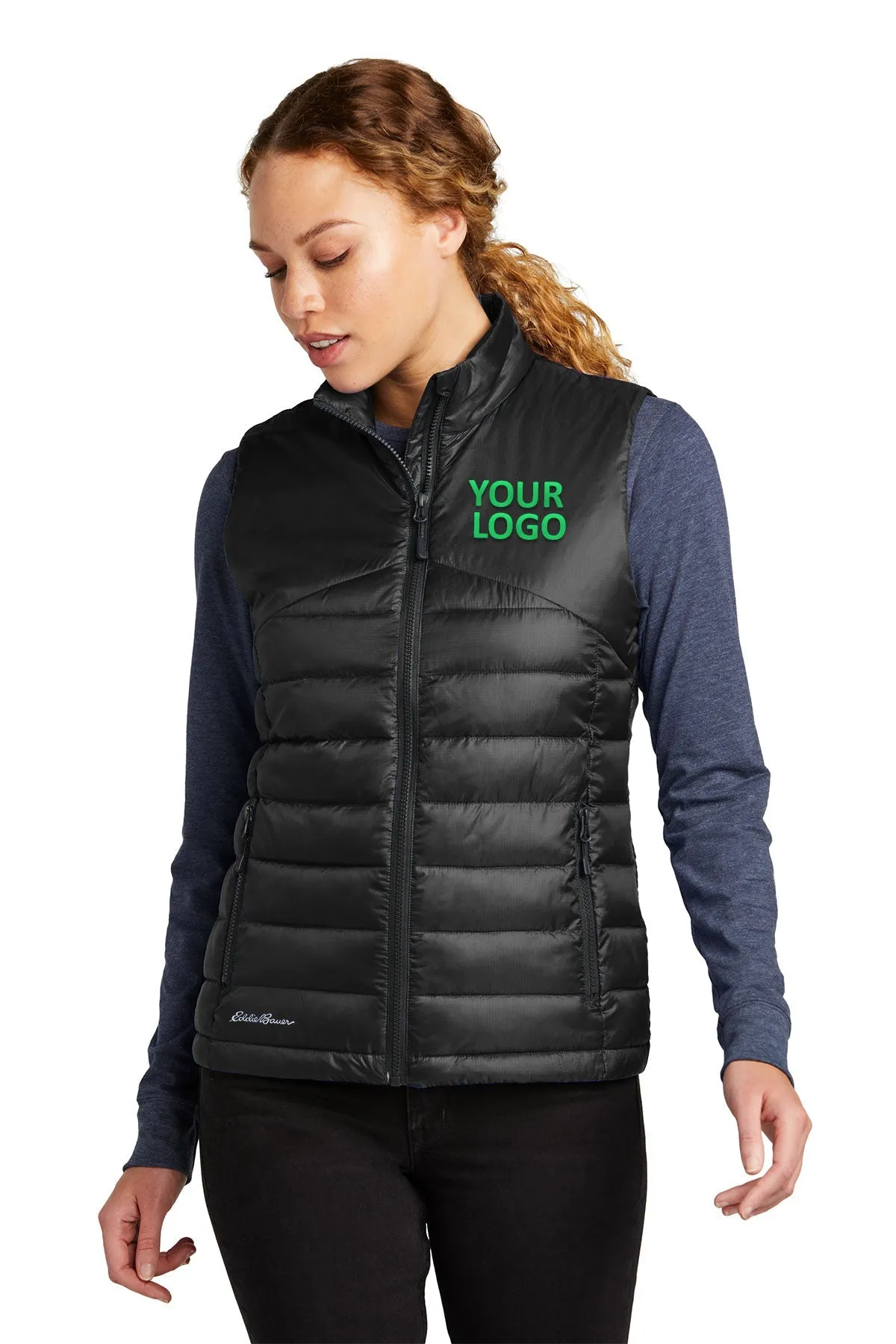 Eddie Bauer Ladies Customized Quilted Vests, Deep Black