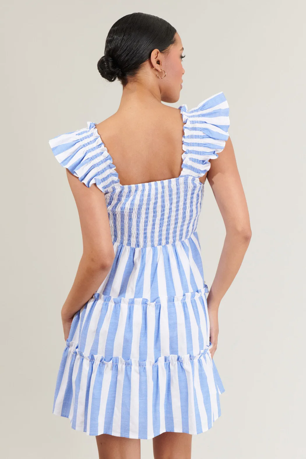 Fays Striped Smocked Mini Dress