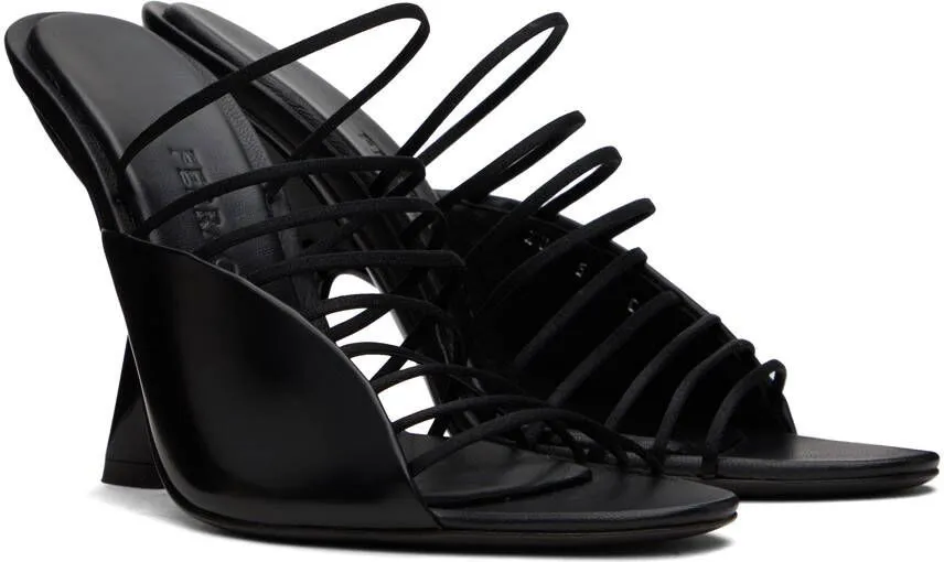 Ferragamo Black Ultra-Fine Mini Straps Sandals