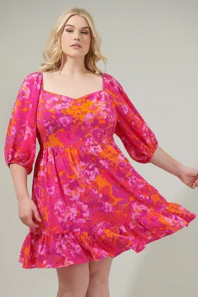 Flirty Floral Evy Sweetheart Mini Dress Curve