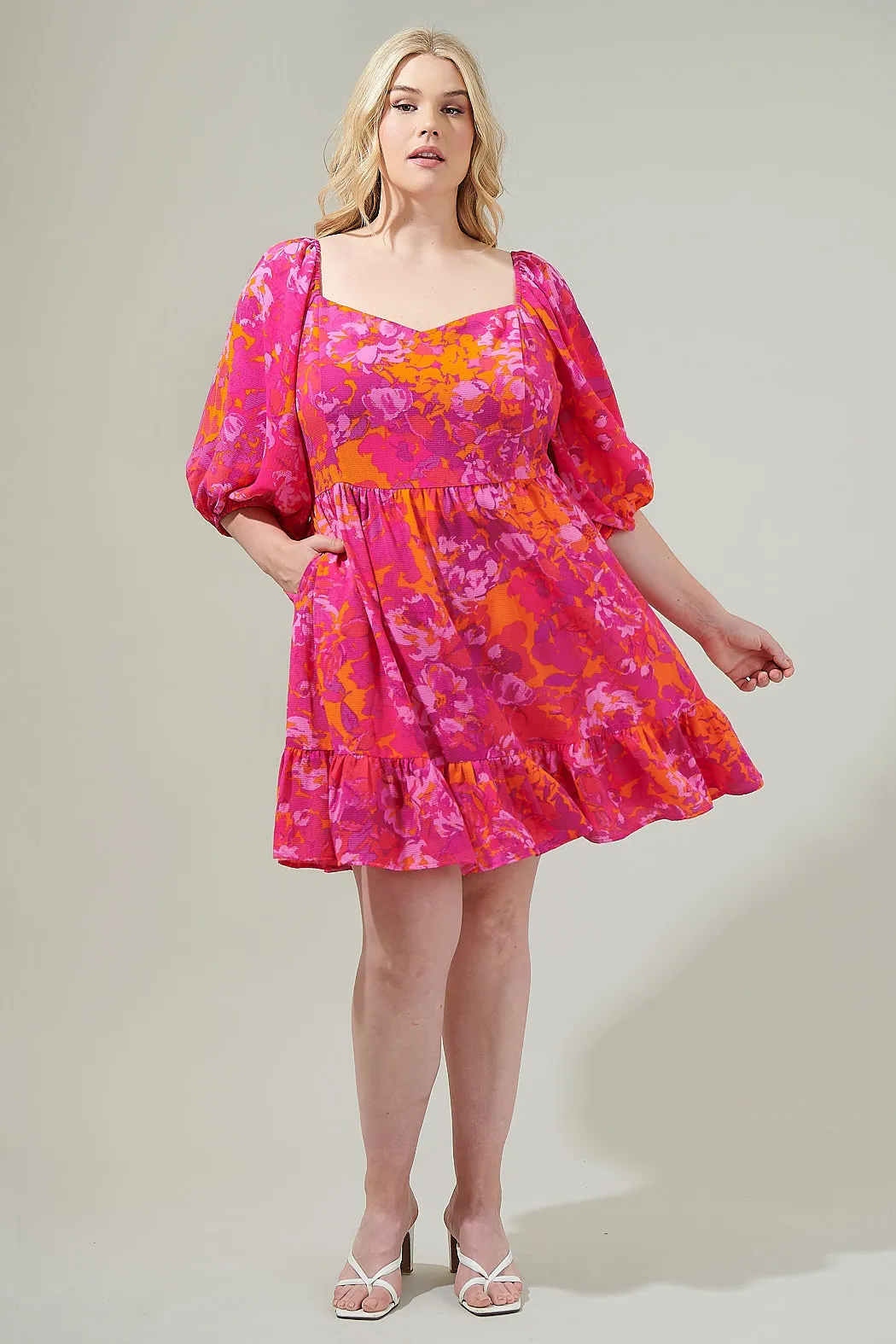 Flirty Floral Evy Sweetheart Mini Dress Curve