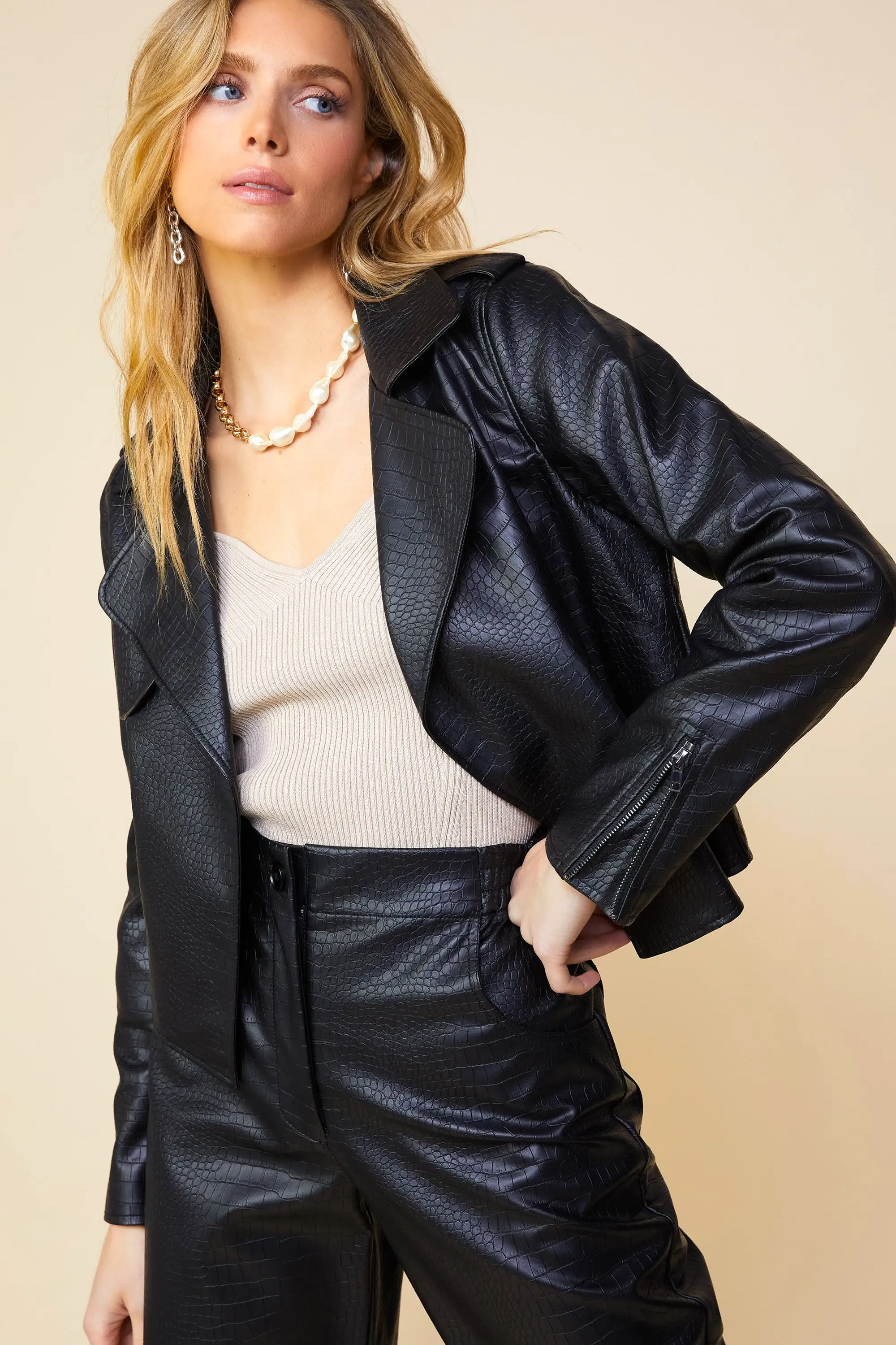 Free to Go Vegan Leather Biker Jacket