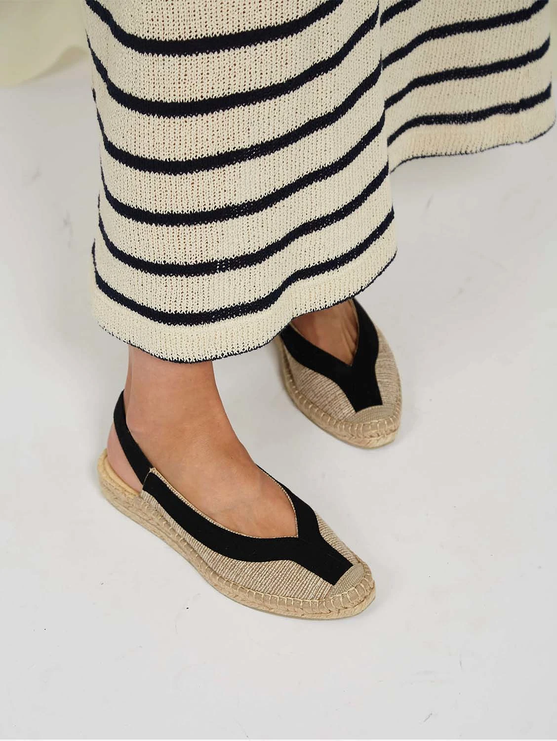 Garachico Vegan Slingback Espadrille Sandals | Black & Beige