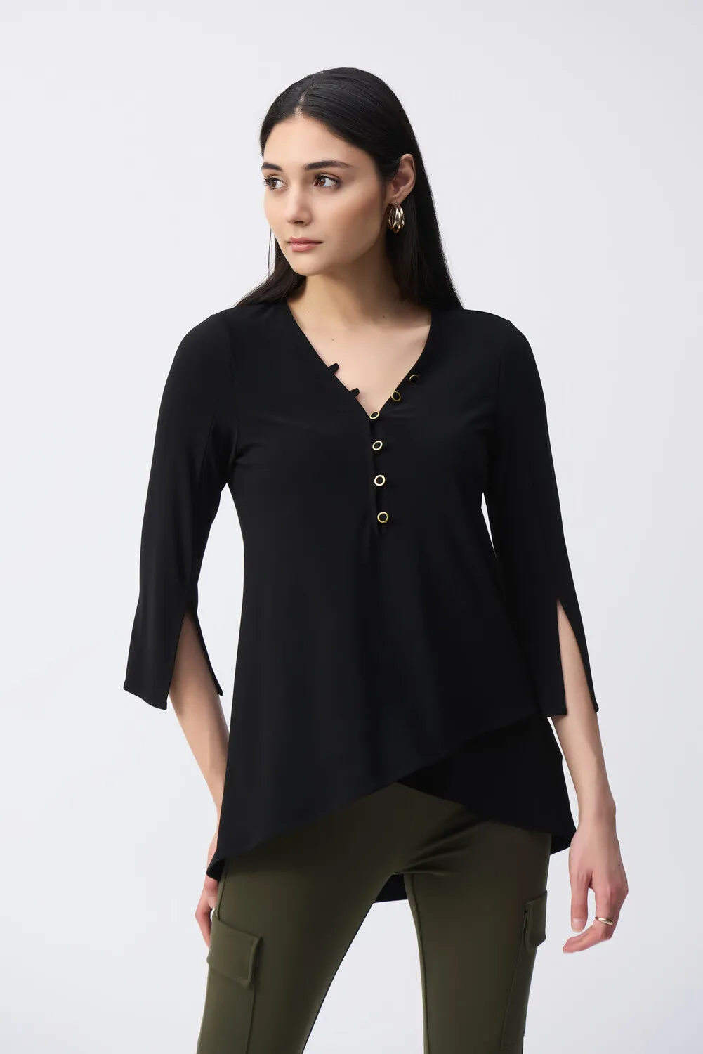 Grandad Wrap Casual Top Style 243122