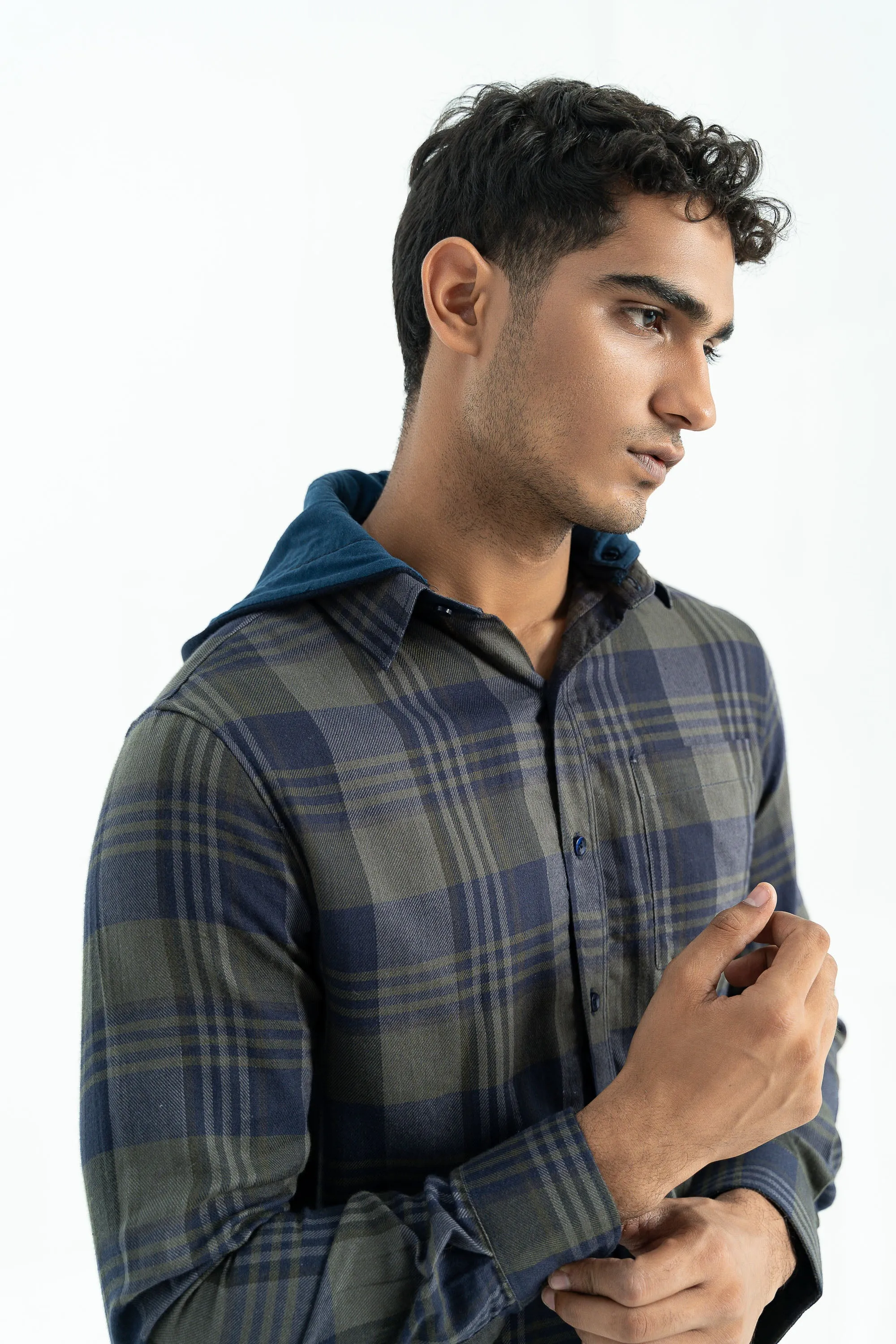 Green Checkered Cotton Casual Shirt