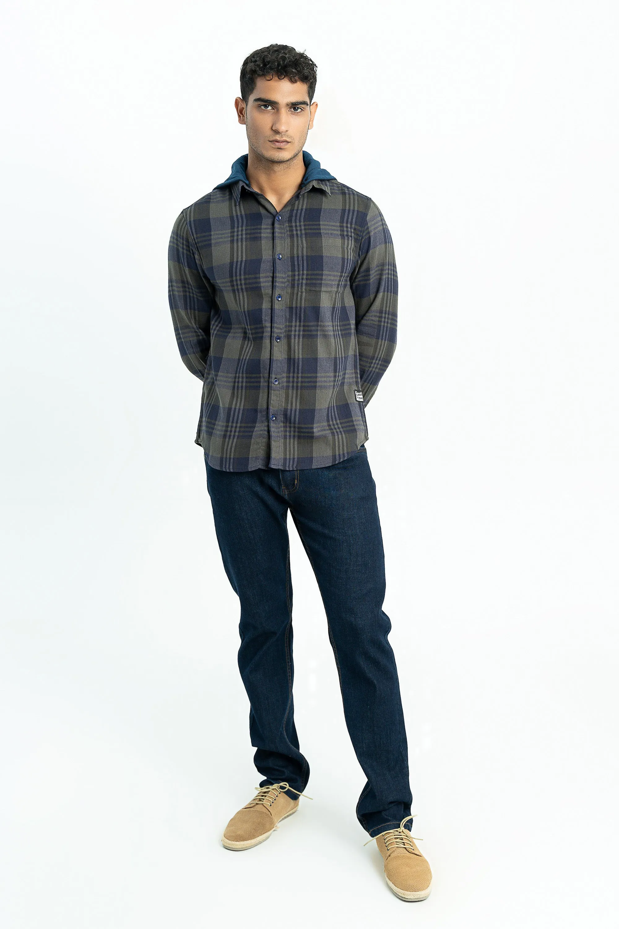 Green Checkered Cotton Casual Shirt