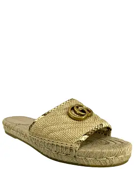 GUCCI Straw Elaphe GG Marmont Espadrille Sandals Size 7