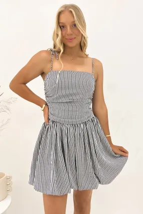 Hallie Mini Dress Black Check