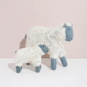 Hand Felted Grey Sheep Duo