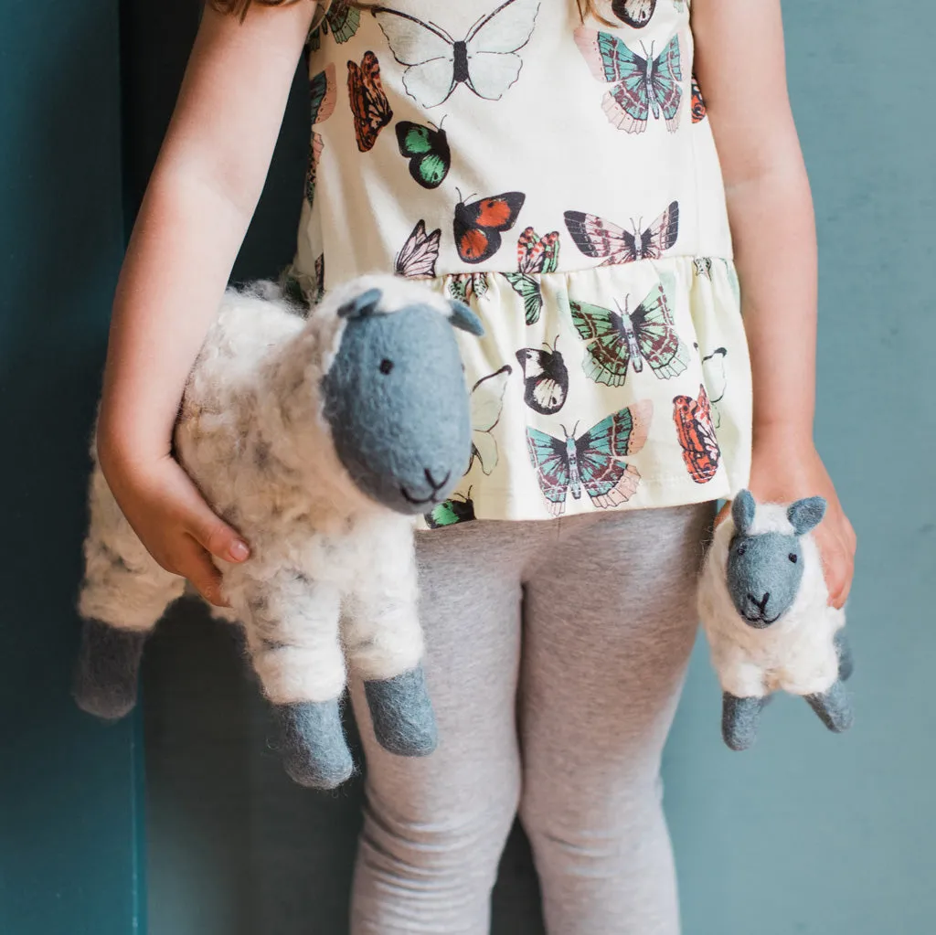 Hand Felted Grey Sheep Duo