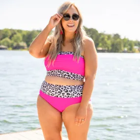 Hidden Islands Swim Top, Neon Pink