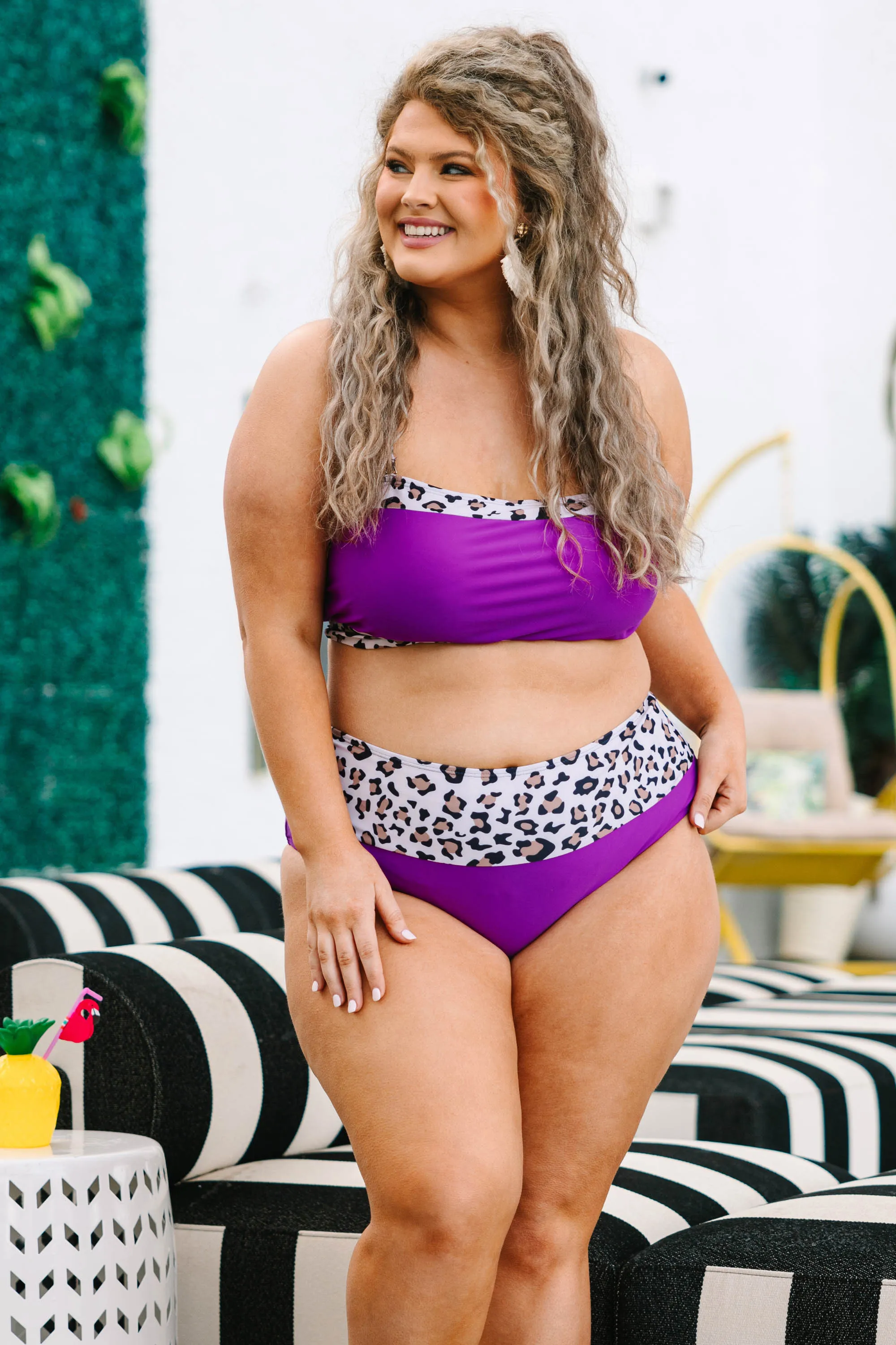 Hidden Islands Swim Top, Neon Purple